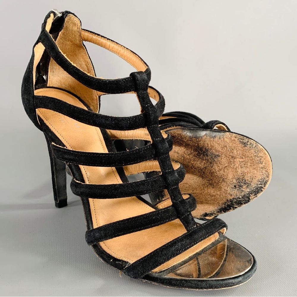 Coach Lavania black suede cage gladiator sandals
